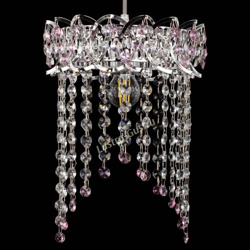 Барная люстра Астра №1 оптикон Розовая в Новокузнецке Гусь Хрустальный