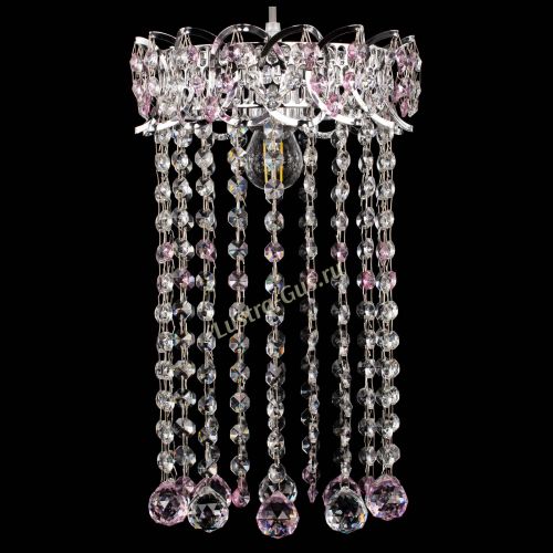 Барная люстра Астра №1 шар 30 длинная Розовая в Новокузнецке Гусь Хрустальный