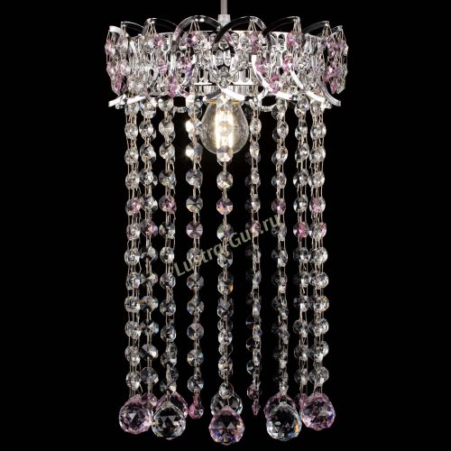 Барная люстра Астра №1 шар 30 длинная Розовая в Новокузнецке Гусь Хрустальный