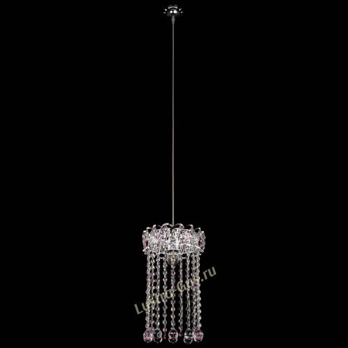 Барная люстра Астра №1 шар 30 длинная Розовая в Новокузнецке Гусь Хрустальный