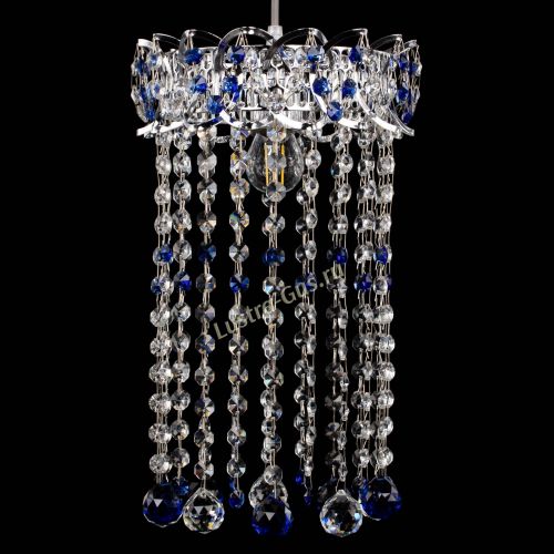 Барная люстра Астра №1 шар 30 длинная Синяя в Новокузнецке Гусь Хрустальный