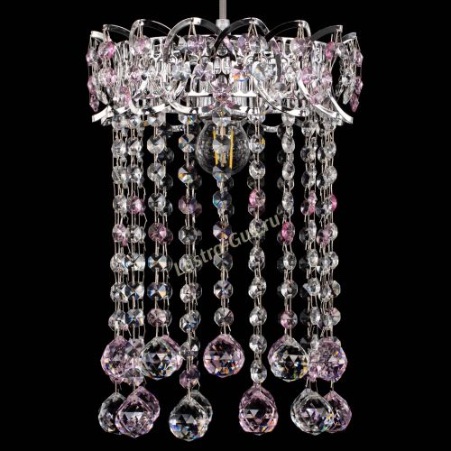 Барная люстра Астра №1 шар 30 розовая в Новокузнецке Гусь Хрустальный