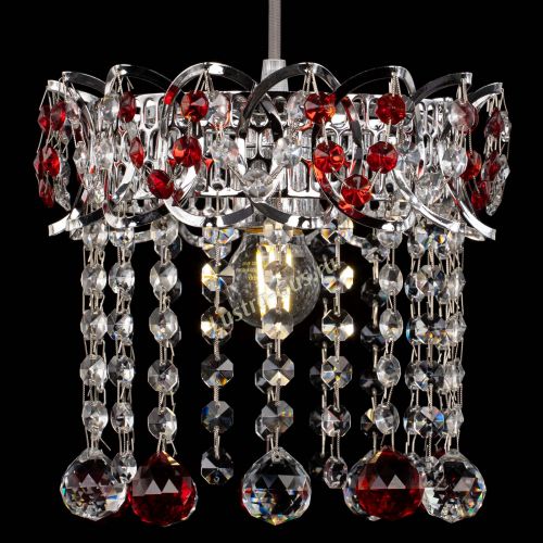 Барная люстра Астра №1 шар красная в Новокузнецке Гусь Хрустальный