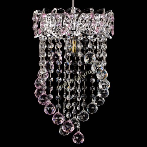 Барная люстра Астра №1 Сигма розовая в Новокузнецке Гусь Хрустальный