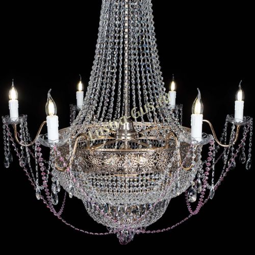 Люстра Елизавета Восток розовая в Новокузнецке Гусь Хрустальный