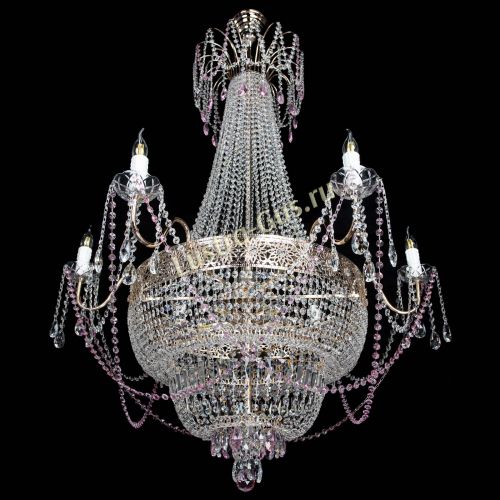 Люстра Елизавета Восток розовая в Новокузнецке Гусь Хрустальный