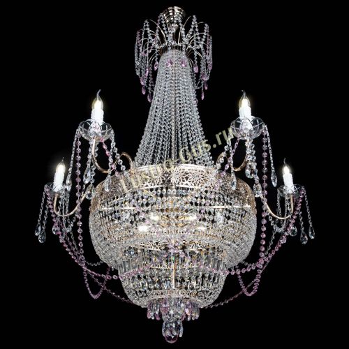 Люстра Елизавета Восток розовая в Новокузнецке Гусь Хрустальный