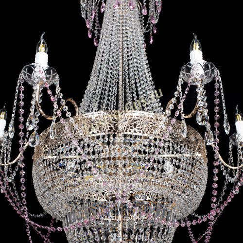 Люстра Елизавета Восток розовая в Новокузнецке Гусь Хрустальный