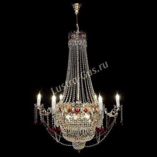 Люстра Елизавета красная в Новокузнецке Гусь Хрустальный