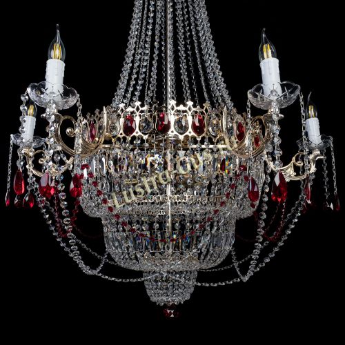 Люстра Елизавета красная в Новокузнецке Гусь Хрустальный