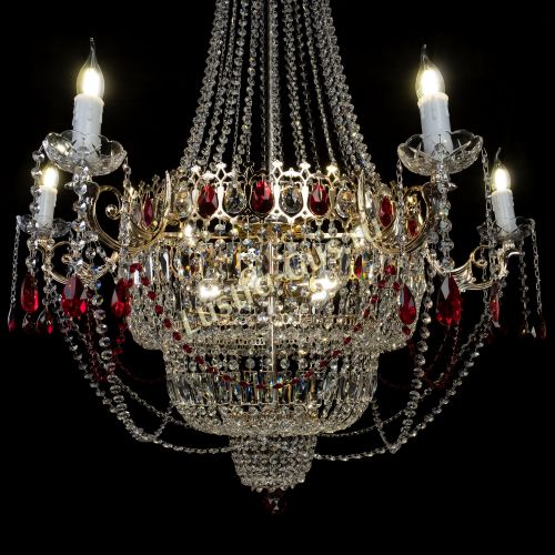 Люстра Елизавета красная в Новокузнецке Гусь Хрустальный