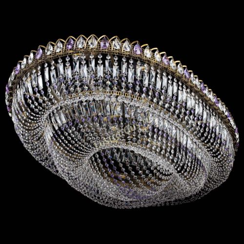 Люстра Кольцо Овал №17 под бронзу фиолетовая в Новокузнецке Гусь Хрустальный