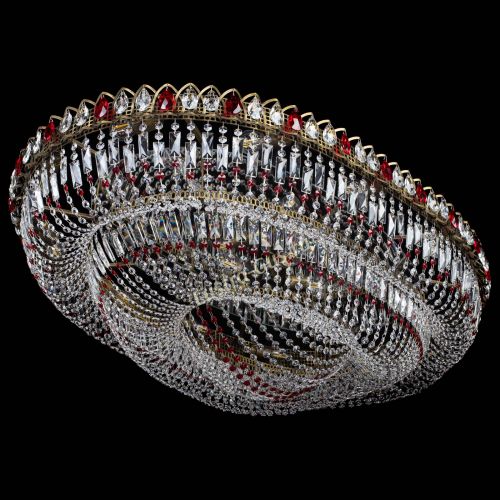 Люстра Кольцо Овал №17 под бронзу красная в Новокузнецке Гусь Хрустальный