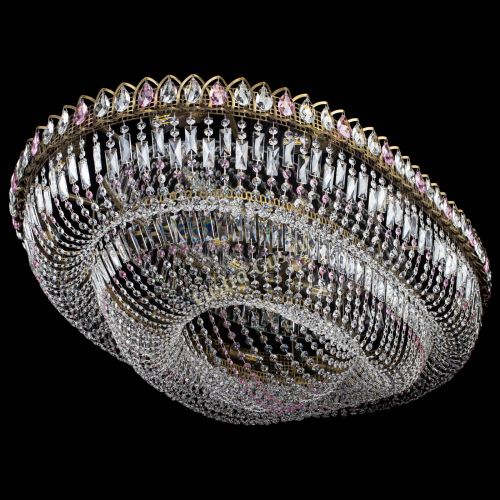 Люстра Кольцо Овал №17 под бронзу розовая в Новокузнецке Гусь Хрустальный