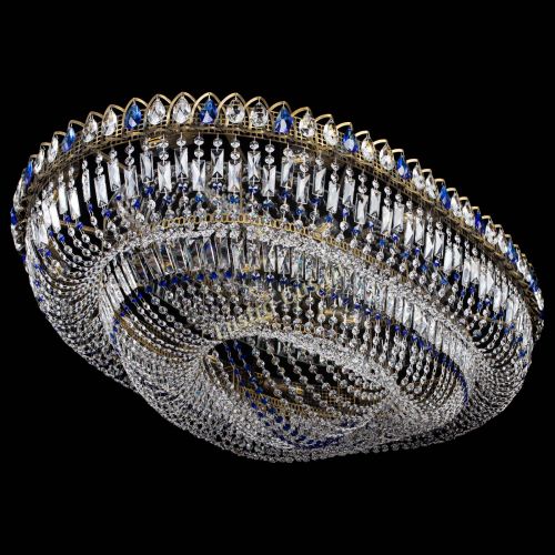 Люстра Кольцо Овал №17 под бронзу синяя в Новокузнецке Гусь Хрустальный