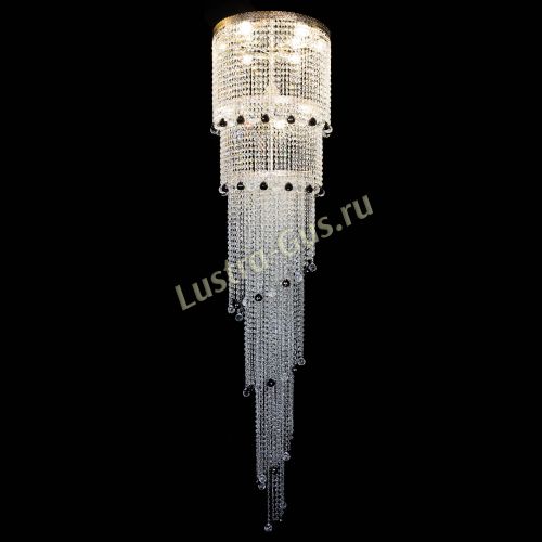 Люстра Милан каскад шар черный в Новокузнецке Гусь Хрустальный