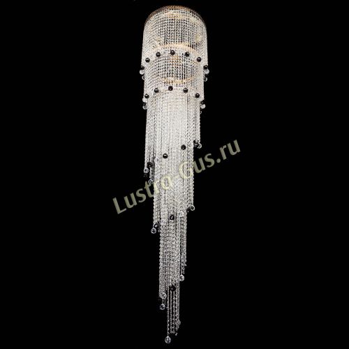 Люстра Милан каскад шар черный в Новокузнецке Гусь Хрустальный