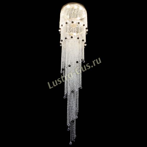 Люстра Милан каскад шар черный в Новокузнецке Гусь Хрустальный