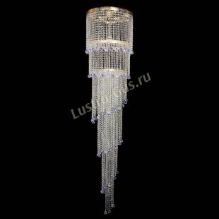 Каскадная люстра высотой от 2 м Милан каскад шар фиолетовый