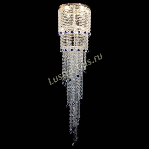 Люстра Милан каскад шар синий в Новокузнецке Гусь Хрустальный