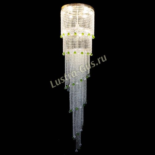 Люстра Милан каскад шар зеленый в Новокузнецке Гусь Хрустальный