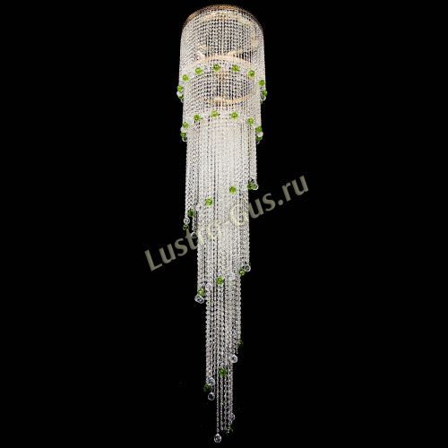 Люстра Милан каскад шар зеленый в Новокузнецке Гусь Хрустальный