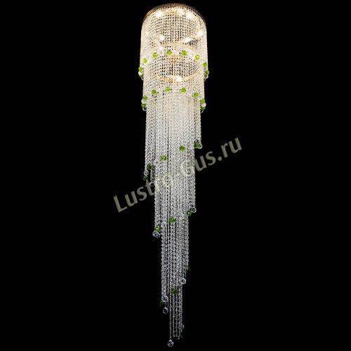 Люстра Милан каскад шар зеленый в Новокузнецке Гусь Хрустальный