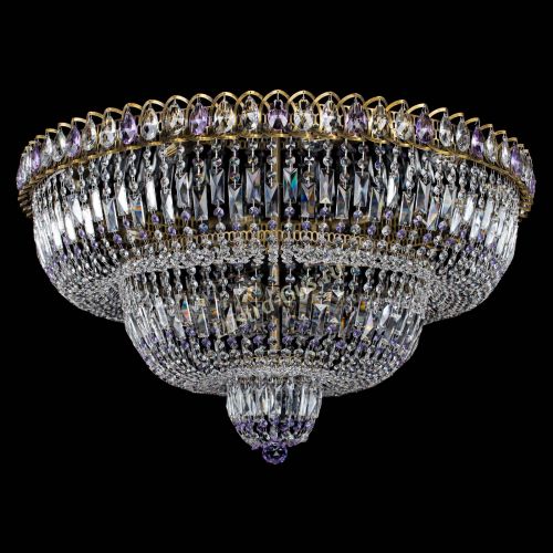 Люстра Водопад Обтикон №15 под бронзу фиолетовая в Новокузнецке Гусь Хрустальный