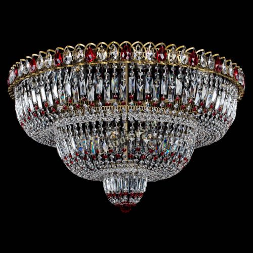 Люстра Водопад Обтикон №15 под бронзу красная в Новокузнецке Гусь Хрустальный