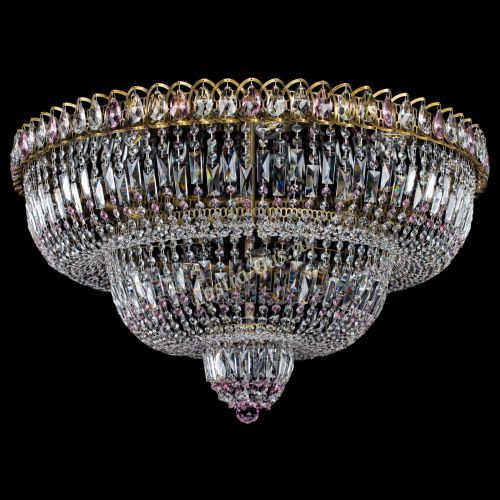 Люстра Водопад Обтикон №15 под бронзу розовая в Новокузнецке Гусь Хрустальный