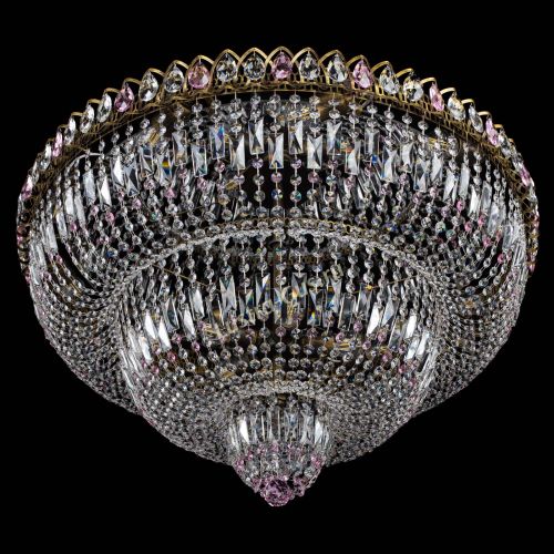 Люстра Водопад Обтикон №15 под бронзу розовая в Новокузнецке Гусь Хрустальный