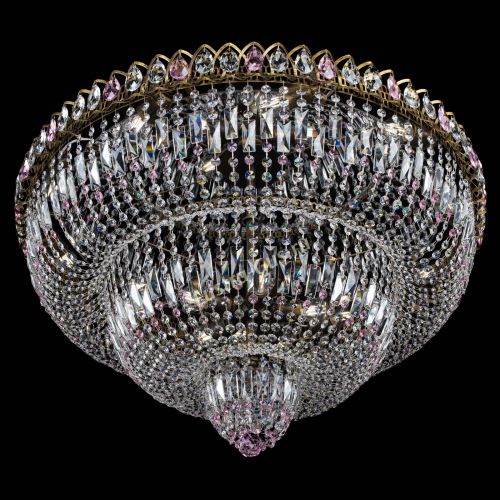 Люстра Водопад Обтикон №15 под бронзу розовая в Новокузнецке Гусь Хрустальный