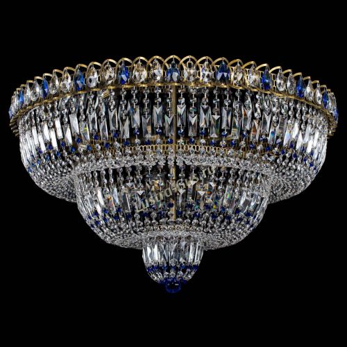 Люстра Водопад Обтикон №15 под бронзу синяя в Новокузнецке Гусь Хрустальный