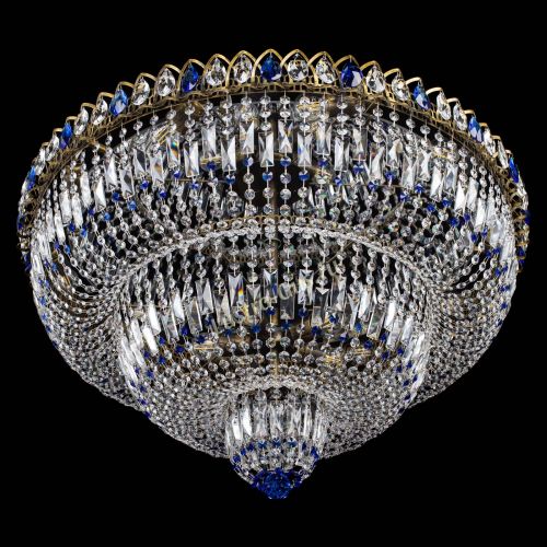 Люстра Водопад Обтикон №15 под бронзу синяя в Новокузнецке Гусь Хрустальный