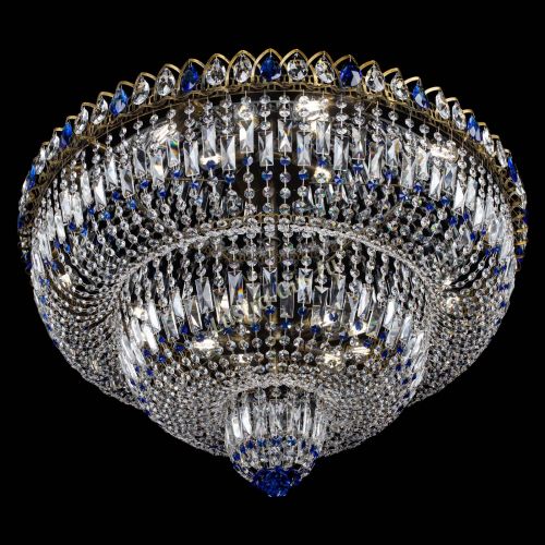 Люстра Водопад Обтикон №15 под бронзу синяя в Новокузнецке Гусь Хрустальный