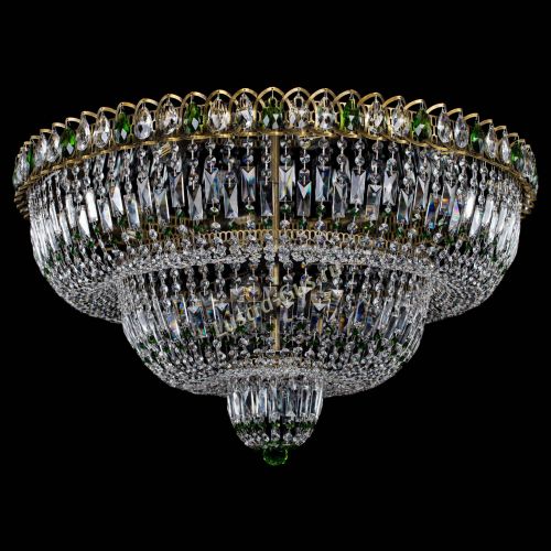 Люстра Водопад Обтикон №15 под бронзу зеленая в Новокузнецке Гусь Хрустальный