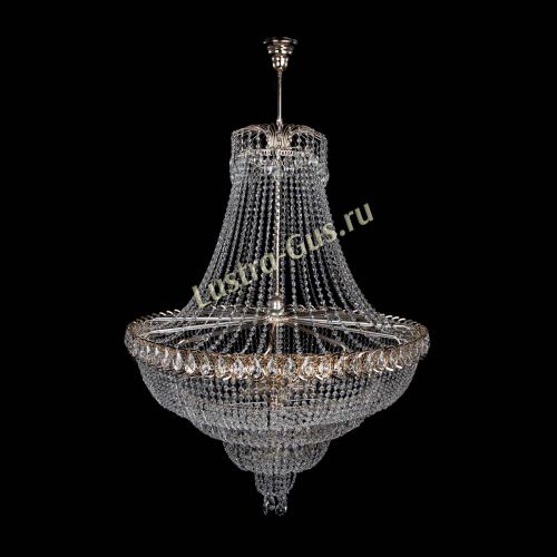 Люстра Водопад с подвесом. Высота - 1600 мм. Цвет фурнитуры - золото Гусь Хрустальный