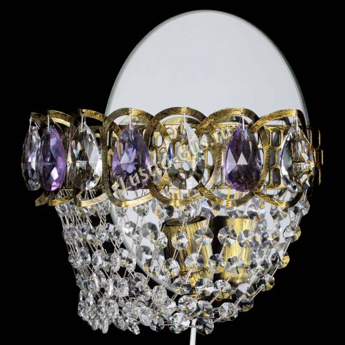 Бра Астра ажур под бронзу фиолетовая в Новокузнецке Гусь Хрустальный