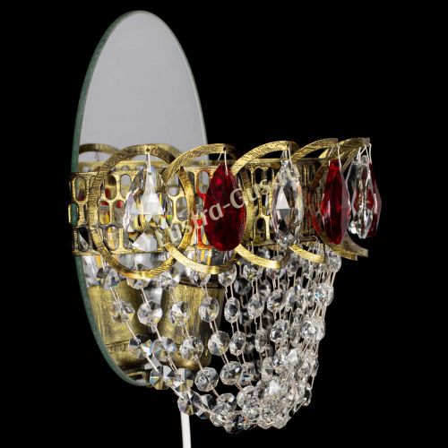 Бра Астра ажур под бронзу красная в Новокузнецке Гусь Хрустальный