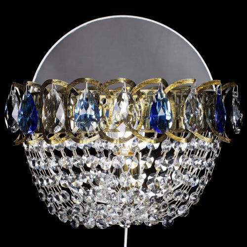 Бра Астра ажур под бронзу синяя в Новокузнецке Гусь Хрустальный