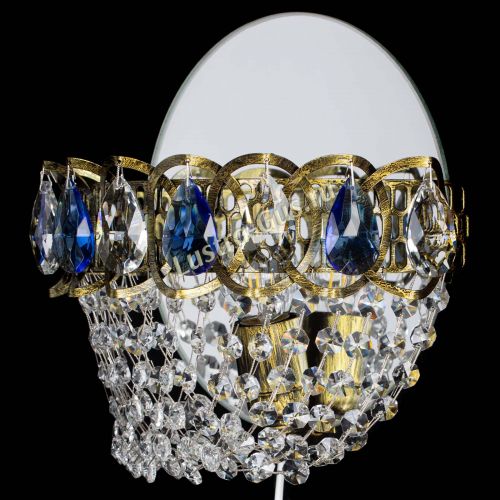 Бра Астра ажур под бронзу синяя в Новокузнецке Гусь Хрустальный