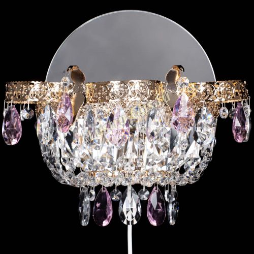 Бра Камея Флора розовая в Новокузнецке Гусь Хрустальный