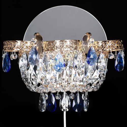 Бра Камея Флора синяя в Новокузнецке Гусь Хрустальный