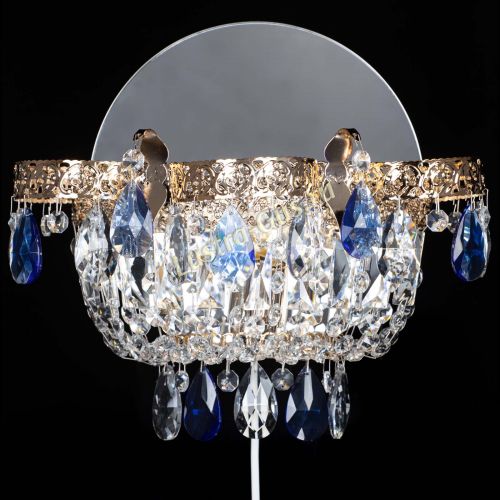 Бра Камея Флора синяя в Новокузнецке Гусь Хрустальный