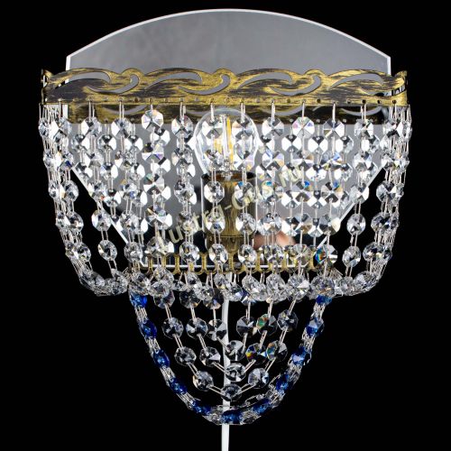 Бра Квадрат №2 под бронзу Синяя в Новокузнецке Гусь Хрустальный