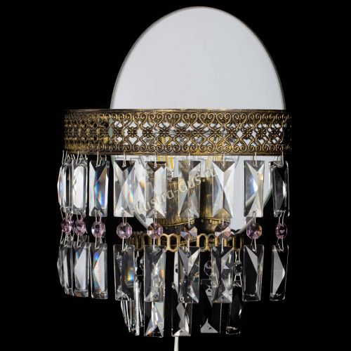 Бра Венеция Пластинка под бронзу Розовая в Новокузнецке Гусь Хрустальный