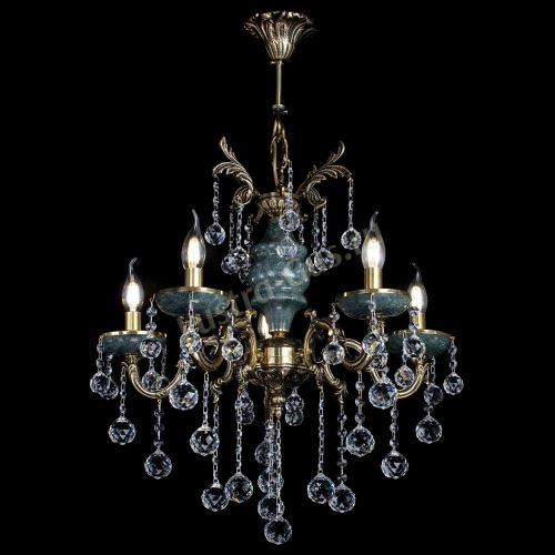 Люстра бронзовая Алфея №5 "Малахит" шар в Новокузнецке Гусь Хрустальный