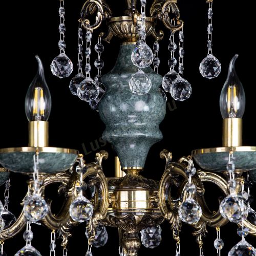 Люстра бронзовая Алфея №5 "Малахит" шар в Новокузнецке Гусь Хрустальный