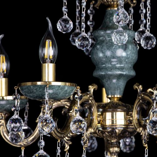 Люстра бронзовая Алфея №5 "Малахит" шар в Новокузнецке Гусь Хрустальный