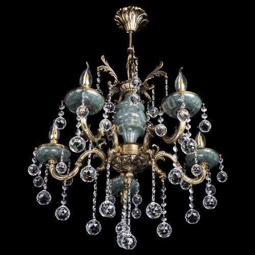 Люстра бронзовая Алфея №5 "Малахит" шар в Новокузнецке Гусь Хрустальный